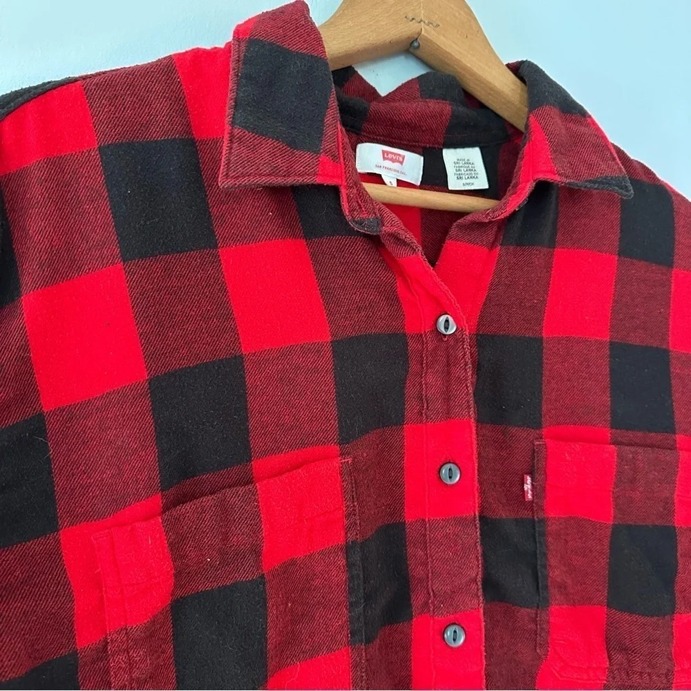 Levi’s Buffalo Plaid Cotton Blend Flannel Mens Work Button Down Size Medium